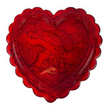Mosser Glass Ruby Red Valentine Heart Trinket Jewelry Box Hummingbird 4” New