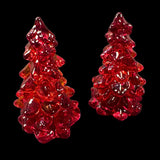 Pair Mosser Glass Trees Ruby Red 2.75” USA New