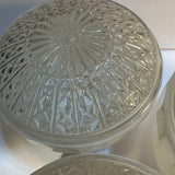 3 Ceiling Light Shades Milk Glass Clear Prismatic Star Vintage Art Deco MCM 5.5”