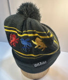 Harry Potter Hogwarts Beanie Pom Hat Spellout Logos Sewn Official OSFM