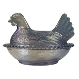 Rose’s Closet Pale Purple Carnival Glass Hen on Nest 3 1/2” tall 4 3/4” long New Chicken
