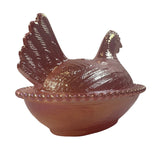 Rose’s Closet Pink Carnival Glass Hen on Nest 3 1/2” tall 4 3/4” long New Chicken