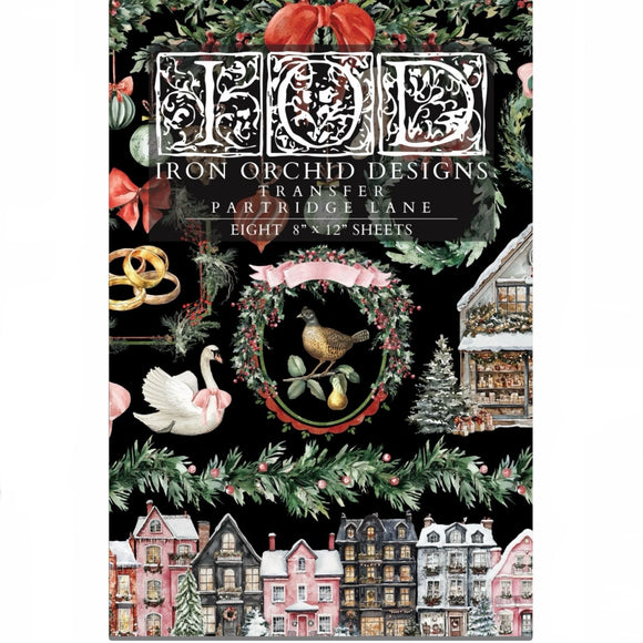 Iron Orchid Designs Partridge Lane Rub on Transfer Pad, 8 Pages, 8” x 12”