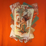 Alice in Wonderland Orange T Shirt Queen Of Hearts Cards Size L