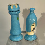 Duncan Mold Chess Pieces 3” Pawn 3 1/4” Rook Vintage Hand Painted Blue Gold