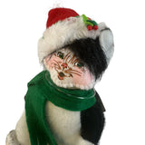 Annalee Christmas Cat Kitty Tuxedo Black White 5.5” Holiday Santa Hat Scarf New
