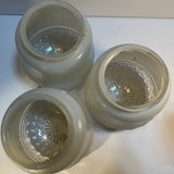 3 Ceiling Light Shades Milk Glass Clear Prismatic Star Vintage Art Deco MCM 5.5”