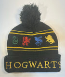 Harry Potter Hogwarts Beanie Pom Hat Spellout Logos Sewn Official OSFM