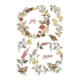 Iron Orchid Designs IOD The Bramblewood Diaries Transfer Pad, 8 Pages 8” x 12” Months Birds Deer