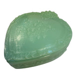Mosser Large Heart Glass Box Jadeite Green Strawberry Jewelry Trinket New USA
