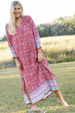 Natural Life Dara Long Sleeve Floral  Over Size Maxi Dress Boho Peasant Size L
