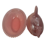 Rose’s Closet Pink Carnival Glass Hen on Nest 3 1/2” tall 4 3/4” long New Chicken