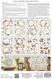 Iron Orchid Designs IOD The Bramblewood Diaries Transfer Pad, 8 Pages 8” x 12” Months Birds Deer