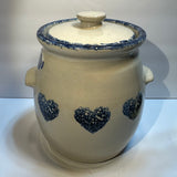 Vintage Marshall Pottery Texas Grandmas Cookies Hand Made Cookie Jar with Blue Script