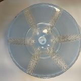 Art Deco Blue Glass Ceiling Light Frosted Shade 1940s Vintage Cottagecore 10.25”