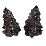 Pair Mosser Glass Trees Sugar Plum Purple Iridescent 2.75” USA New