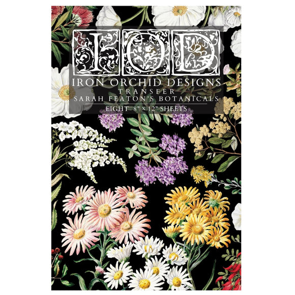 Iron Orchid Designs IOD Sarah Featon’s Botanicals Rub On Transfer Pad 8 Pages 8” x 12”