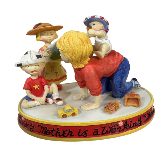 Mary Engelbreit 1999 Working Mother Son Daughter Baby Mom Family Figurine Vintage