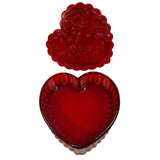 Mosser Glass Ruby Red Valentine Heart Trinket Jewelry Box Hummingbird 4” New