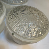 3 Ceiling Light Shades Milk Glass Clear Prismatic Star Vintage Art Deco MCM 5.5”