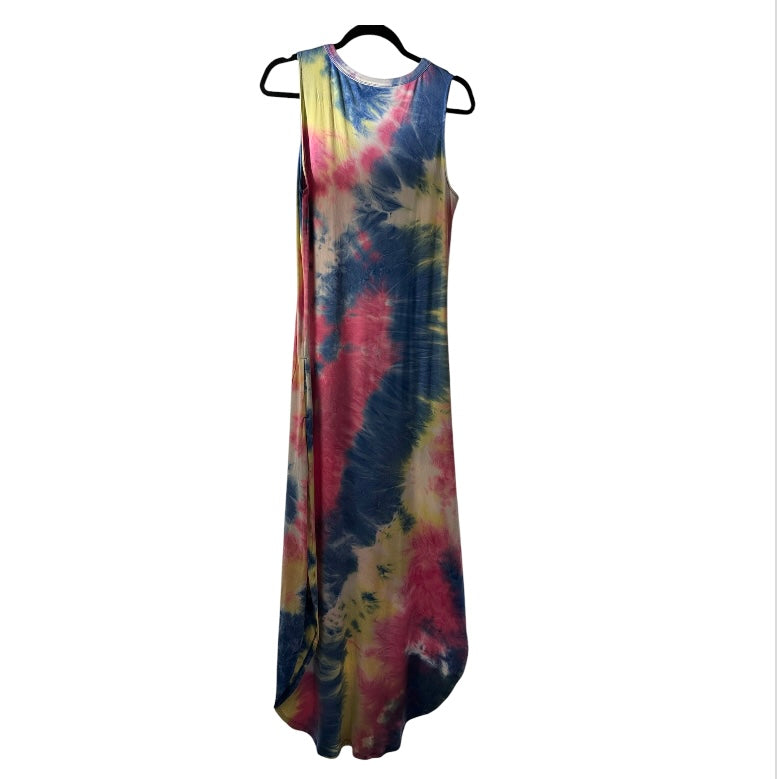Born to Be Wild Tie Dye Sleeveless Stretchy Soft Maxi Tank Dress by Cheekys Pockets Beach Boho Festival M