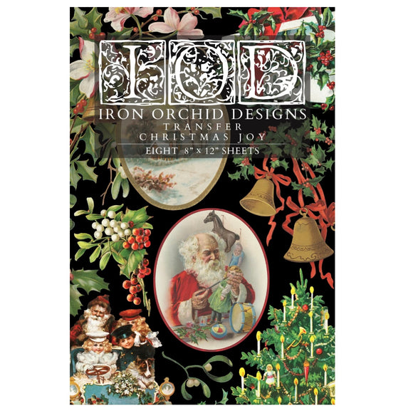 Iron Orchid Designs Christmas Joy Rub On Transfer Pad, 8 Pages, 8” x 12”