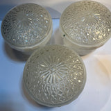 3 Ceiling Light Shades Milk Glass Clear Prismatic Star Vintage Art Deco MCM 5.5”