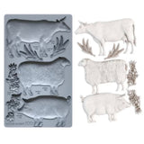 Iron Orchid Designs IOD Village Market Mould 6 x 10” Cow Sheep Pig