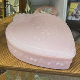 Mosser Large Heart Glass Box Crown Tuscan Pink Strawberry Jewelry Trinket New USA