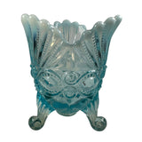 Mosser Eye Winker Aqua Blue Opalescent Spooner Candy Dish Vase New