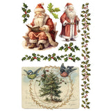 Iron Orchid Designs Santa's Hollow Rub On Transfer Pad, 8 Pages, 8” x 12”.  Limited Edition