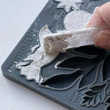 Iron Orchid Designs IOD Primitive Mould Mold 6” x 10” Bird Rabbit Flowers Leaves