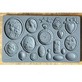 Iron Orchid Designs IOD Cameos 6” x 10” Mould Mold Pocket Watch Birds Rose Frame