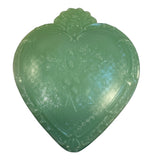 Mosser Large Heart Glass Box Jadeite Green Strawberry Jewelry Trinket New USA