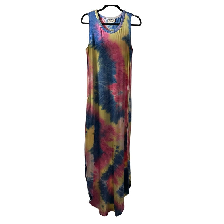 Born to Be Wild Tie Dye Sleeveless Stretchy Soft Maxi Tank Dress by Cheekys Pockets Beach Boho Festival M