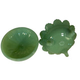Mosser Jadeite Green Round Candy Dish 3 Footed With Dome Lid New USA