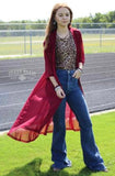 Crazy Train Short to Long Duster Kimono Sheer Burgundy 3/4 Sleeves One Size New