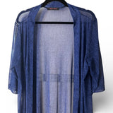 Crazy Train Blue Heather Sheer Duster 3/4 Sleeves New