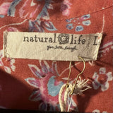 Natural Life Dara Long Sleeve Floral  Over Size Maxi Dress Boho Peasant Size L