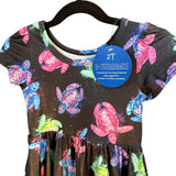 Charlie’s Project Twirl Dress Black Colorful Sea Turtles Ocean Conservation Size 2T Pockets