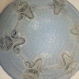 Art Deco Blue Glass Ceiling Light Frosted Shade 1940s Vintage Cottagecore 10.25”