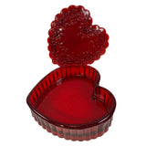 Mosser Glass Ruby Red Valentine Heart Trinket Jewelry Box Roses 4” New