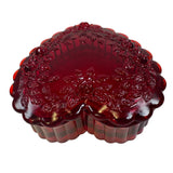 Mosser Glass Ruby Red Valentine Heart Trinket Jewelry Box Roses 4” New