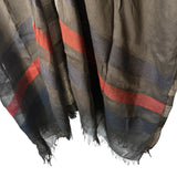 Striped Fringe Kimono Cover Up Boho Open Front Black Gray One Size