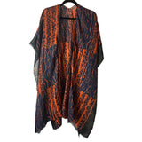 Red Red Blue Kimono Light Weight Ethnic Block Print New