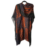 Red Blue Kimono Light Weight Ethnic Block Print New