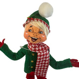 Annalee Jubilee Elf Green With Red White Scarf 9” Christmas Holiday New