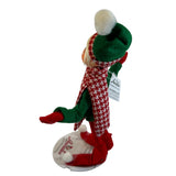 Annalee Jubilee Elf Green With Red White Scarf 9” Christmas Holiday New
