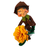 Annalee 9" Harvest Brown Elf With Yellow Flower Autumn Fall Thanksgiving New