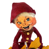 Annalee 9" Harvest Brown Elf With Leaves Acorns Autumn Fall Thanksgiving New